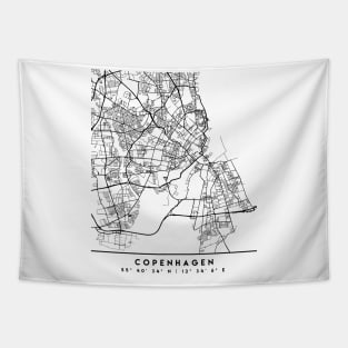 COPENHAGEN DENMARK BLACK CITY STREET MAP ART Tapestry