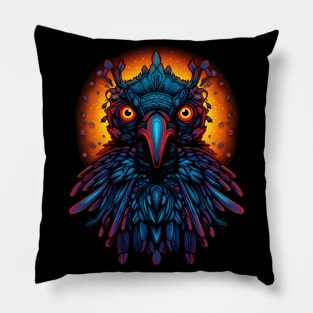 Psychedelic DMT Art Crow Portrait Pillow