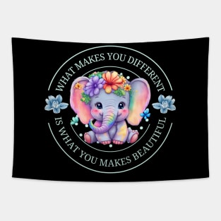 autism awareness day 2023 cute colorful baby elephant Tapestry