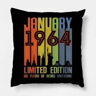 January 1964 60 Years Of Being Awesome Limited Edition Pillow