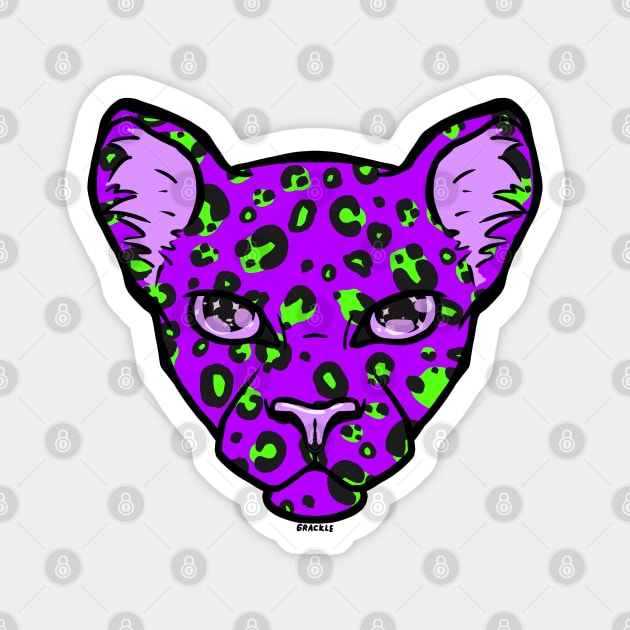 Purple and Green Leopard Magnet by Jan Grackle