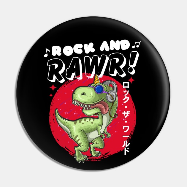 Rock And Rawr Pin by Owlora Studios