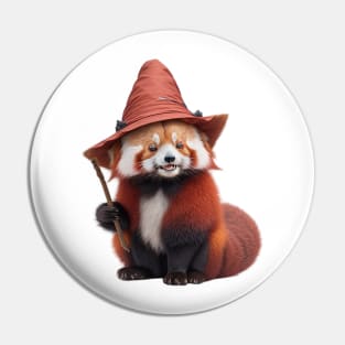 Cute Red Panda Witch Pin