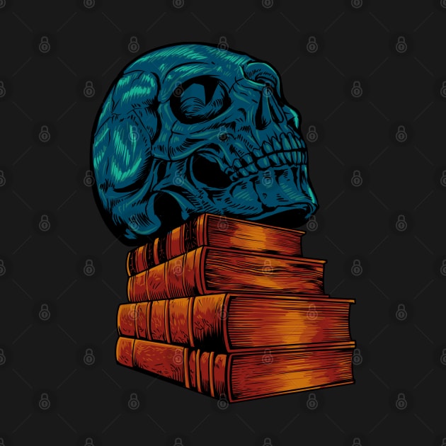 Skulls on books - Dark Academia by Modern Medieval Design