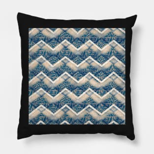 Ziggy Zaggy Peaks | Eggshell n’ Blue Geometric Design Pillow