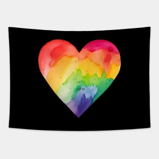 Rainbow Heart Watercolor Rainbow Gradient T-Shirt Tapestry