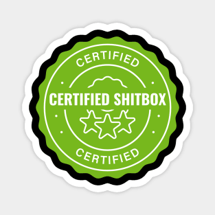 Certified Shitbox - Green Label With Stars And White Text Circle Design Magnet