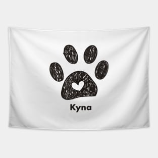 Kyna name made of hand drawn paw prints Tapestry