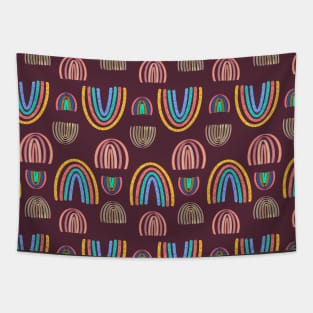 Playful Plum Rainbows of Joy Tapestry