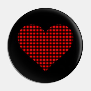 Red and Black Gingham Heart Pin
