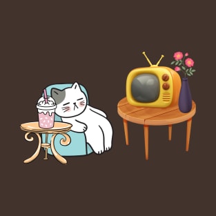 TV and sleepy cat T-Shirt