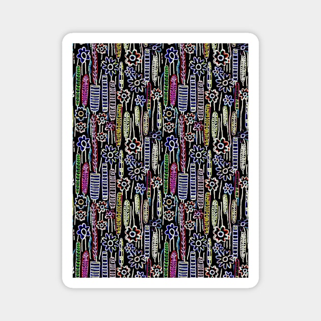 plastic floral glow digital black Magnet by Remotextiles