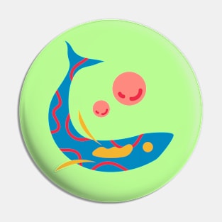 Blue Fish With Bubbles Pin