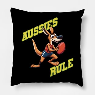 Aussies Rule Cute Funny football Kangaroo Pillow