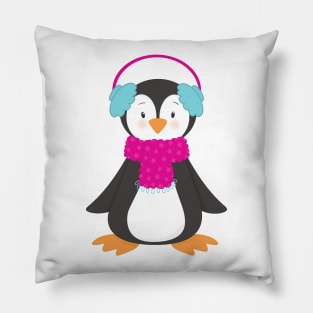 Cute Penguin, Baby Penguin, Penguin With Scarf Pillow