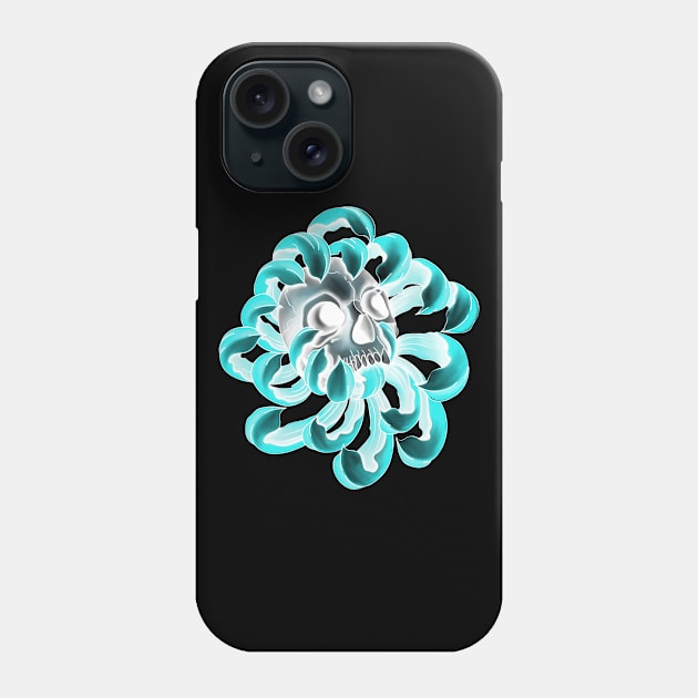 Human Scull in blue Flower Phone Case by Print Art Station