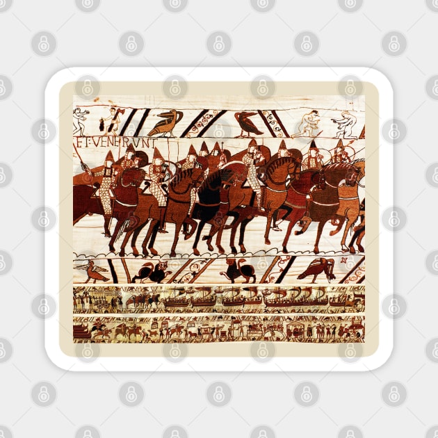 THE BAYEUX TAPESTRY ,NORMAN ARMY IN BATTLE OF HASTINGS ,KNIGHTS HORSEBACK Magnet by BulganLumini