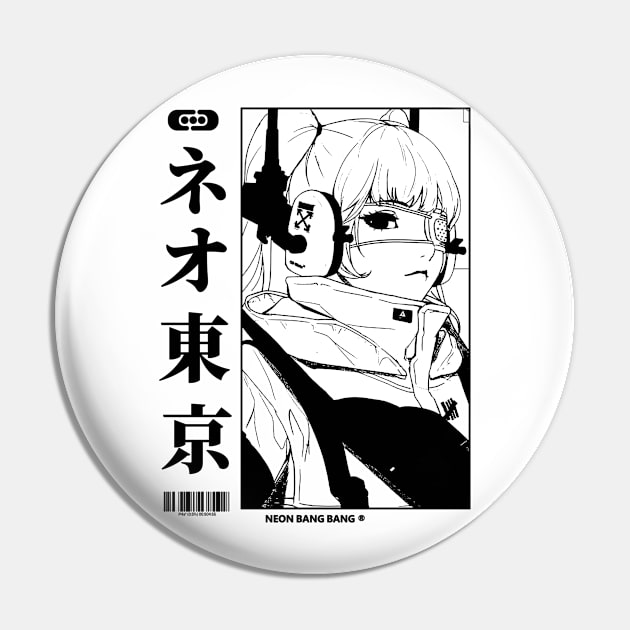 Vaporwave Cyberpunk Japanese Manga Girl Pin by Neon Bang Bang