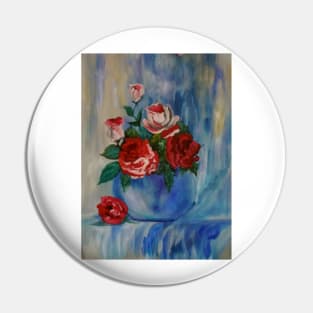 Red Roses, Blue Wash Pin