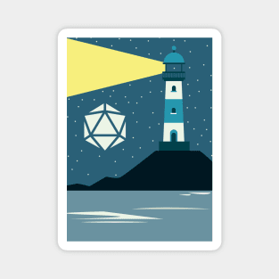 Lighthouse Starry Night Polyhedral Dice Moon RPG Landscape Magnet