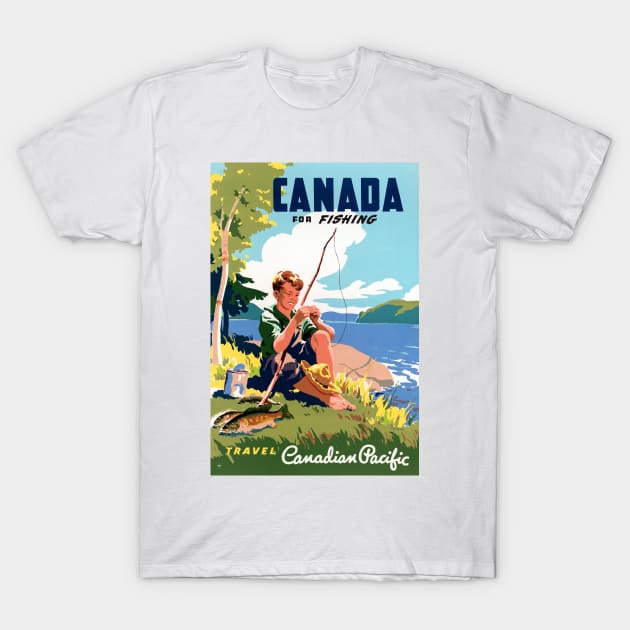 Vintage Travel Poster Canada for Fishing - Canada - T-Shirt