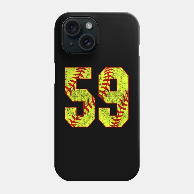 Fastpitch Softball Number 59 #59 Softball Shirt Jersey Uniform Favorite Player Biggest Fan Phone Case by TeeCreations