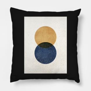 Circle Abstract - Gold Navy Blue Texture Pillow