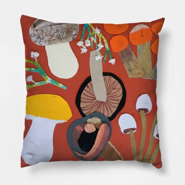 Wild Mushrooms Pillow by Salty Siren Studios