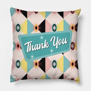 Thank You - Atomic Sunburst Blocks Mint Pillow