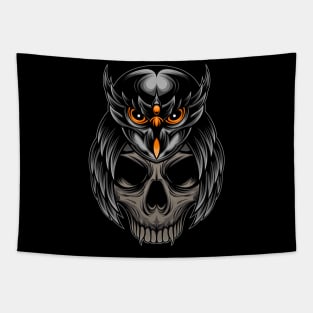 Owl head and skull Tapestry