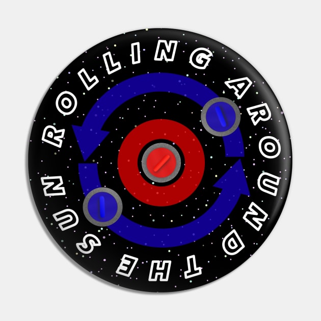 [Except Apparel] Curling Stone rolling like the Earth's orbit Pin by kinocomart