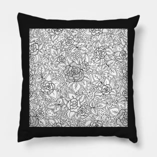 black and white floral pattern Pillow