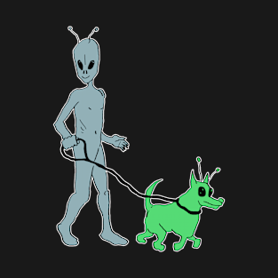 Alien walking his dog T-Shirt