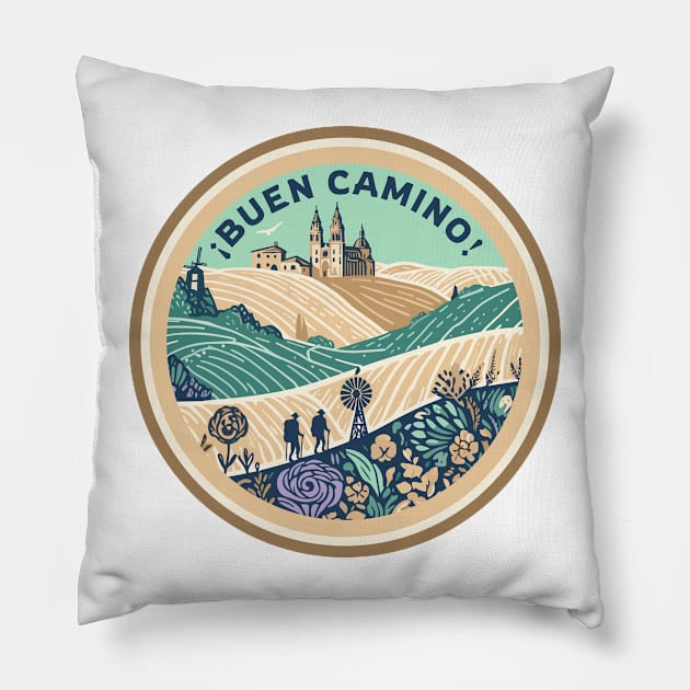 Buen Camino! El Camino de Santiago de Compostela - The Way of Saint James - Peregrino Pilgrim - Camino Frances Ingles Primitivo Shirt, Hoodie, Mug, Tote, Souvenir, etc Pillow by cloudhiker