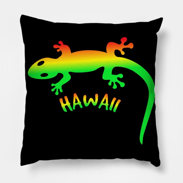 Hawaiian lucky gecko t-shirt Pillow by Coreoceanart