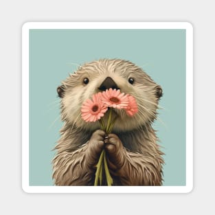 Floral Sea Otter Art Magnet