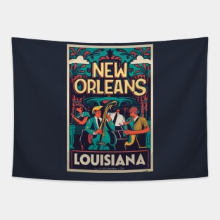 A Vintage Travel Art of New Orleans - Louisiana - US Tapestry