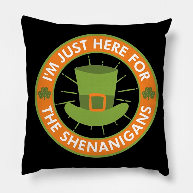 St Patricks Day Shenanigans Hat Shamrock Pillow by weenoliumco