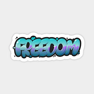 Blue "Freedom" graffiti Magnet