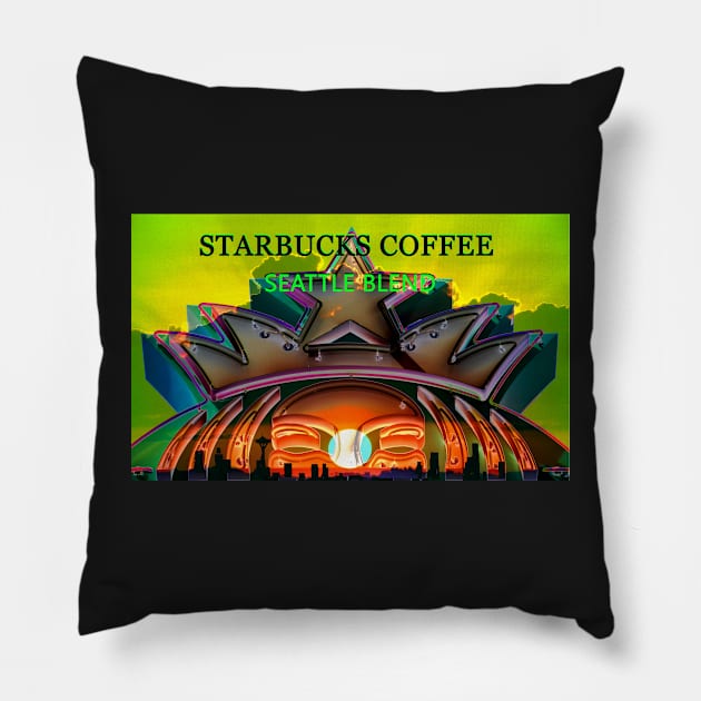 Seattle blend Starbucks Coffee label art Pillow by dltphoto