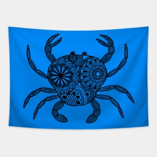 Mandala Crab (blue and black) Tapestry