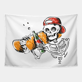 skateboarding skeleton Tapestry