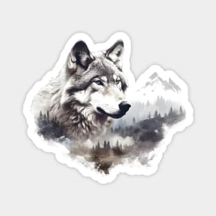 Wolf Mountain (white/grey) Magnet