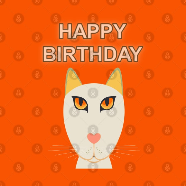 HAPPY BIRTHDAY CAT ORANGE by JeanGregoryEvans1