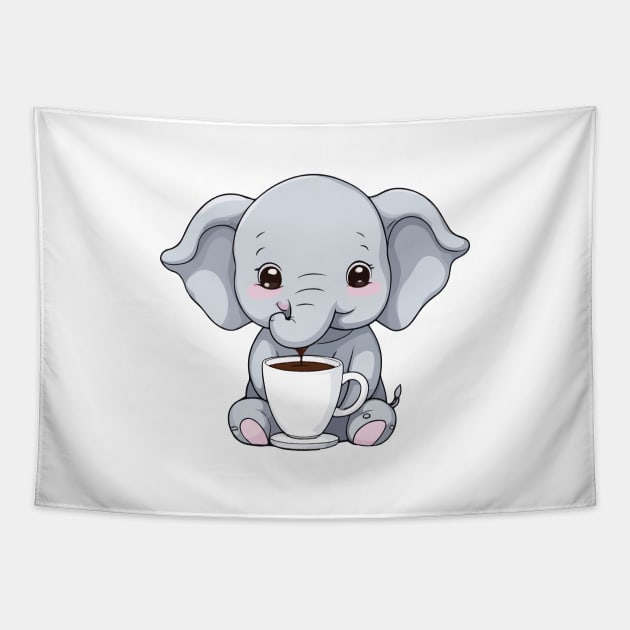 Elephant and Coffee Tapestry by Rishirt