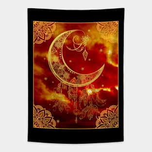 Mandala Fire Moon Tapestry