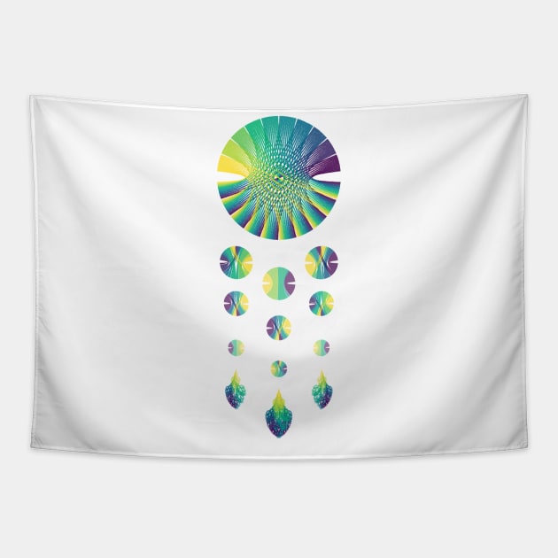 Dream Catcher | Peacock Blue Green Yellow White Tapestry by aRtVerse