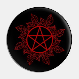 Red Leafy Pentagram Pin