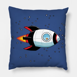 Goldfish Rocket ship and stars Pillow