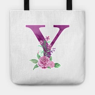 Floral Monogram Y Beautiful Rose Bouquet Tote